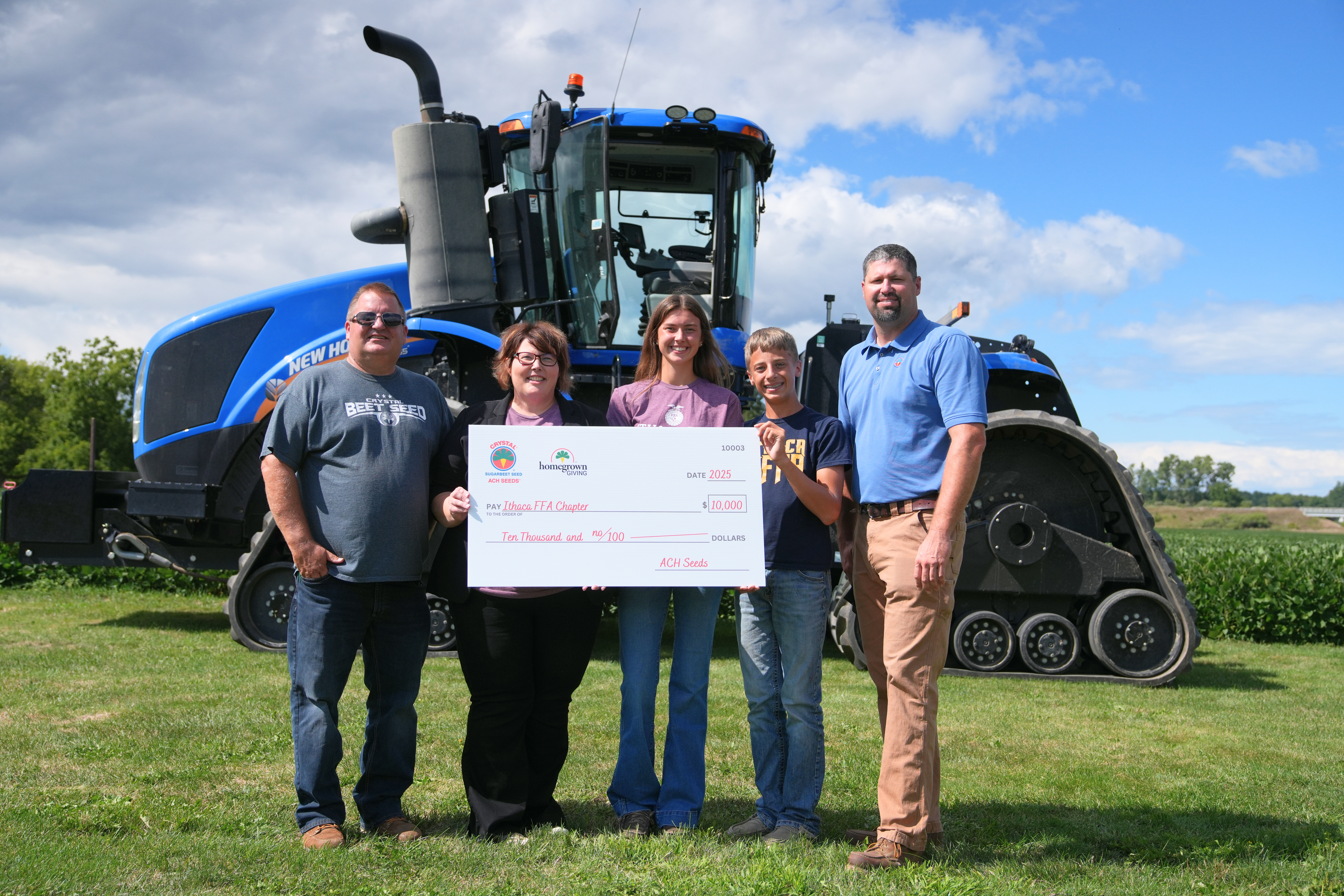 ithaca ffa homegrown giving check presentation