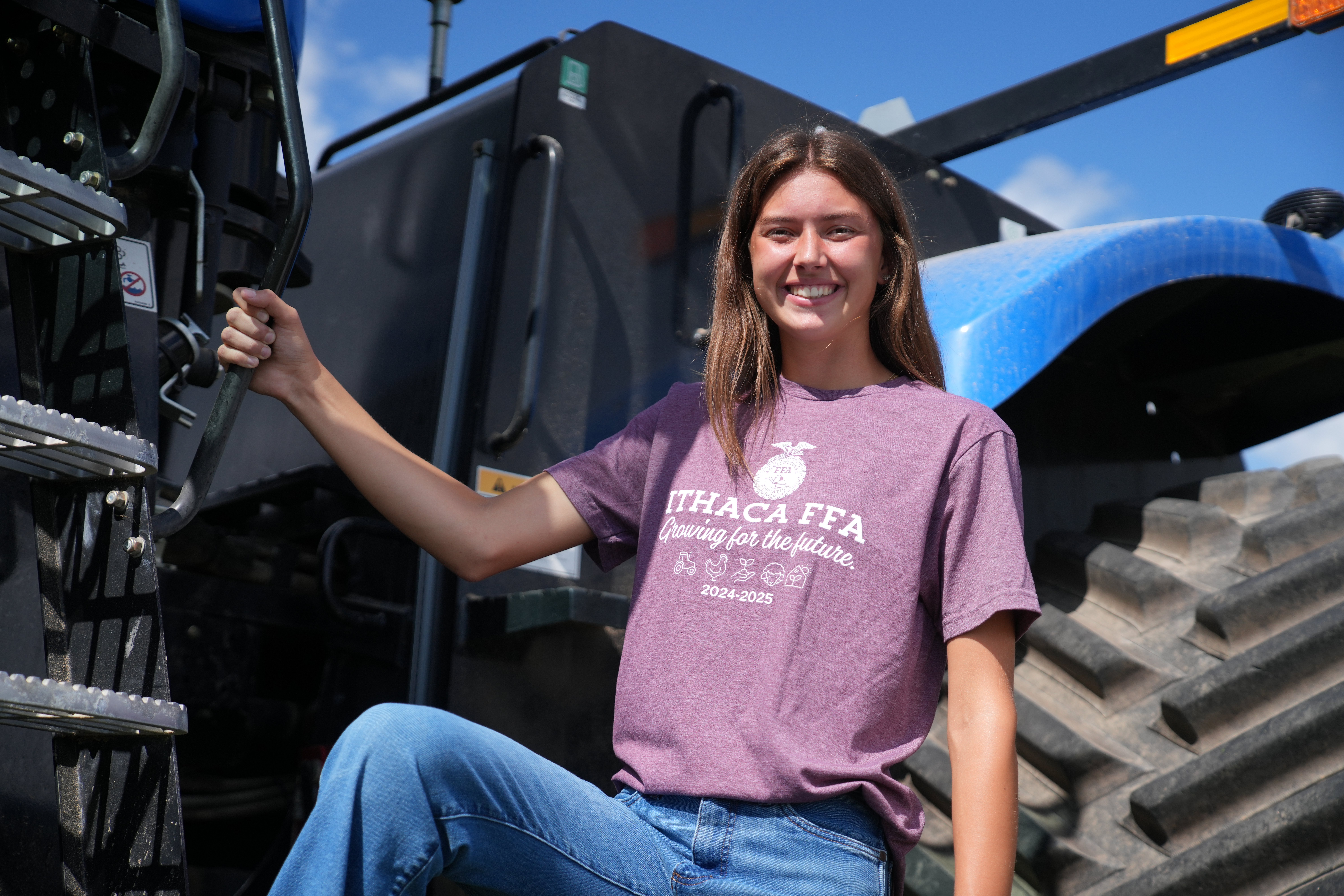 ithaca ffa student on a tractor