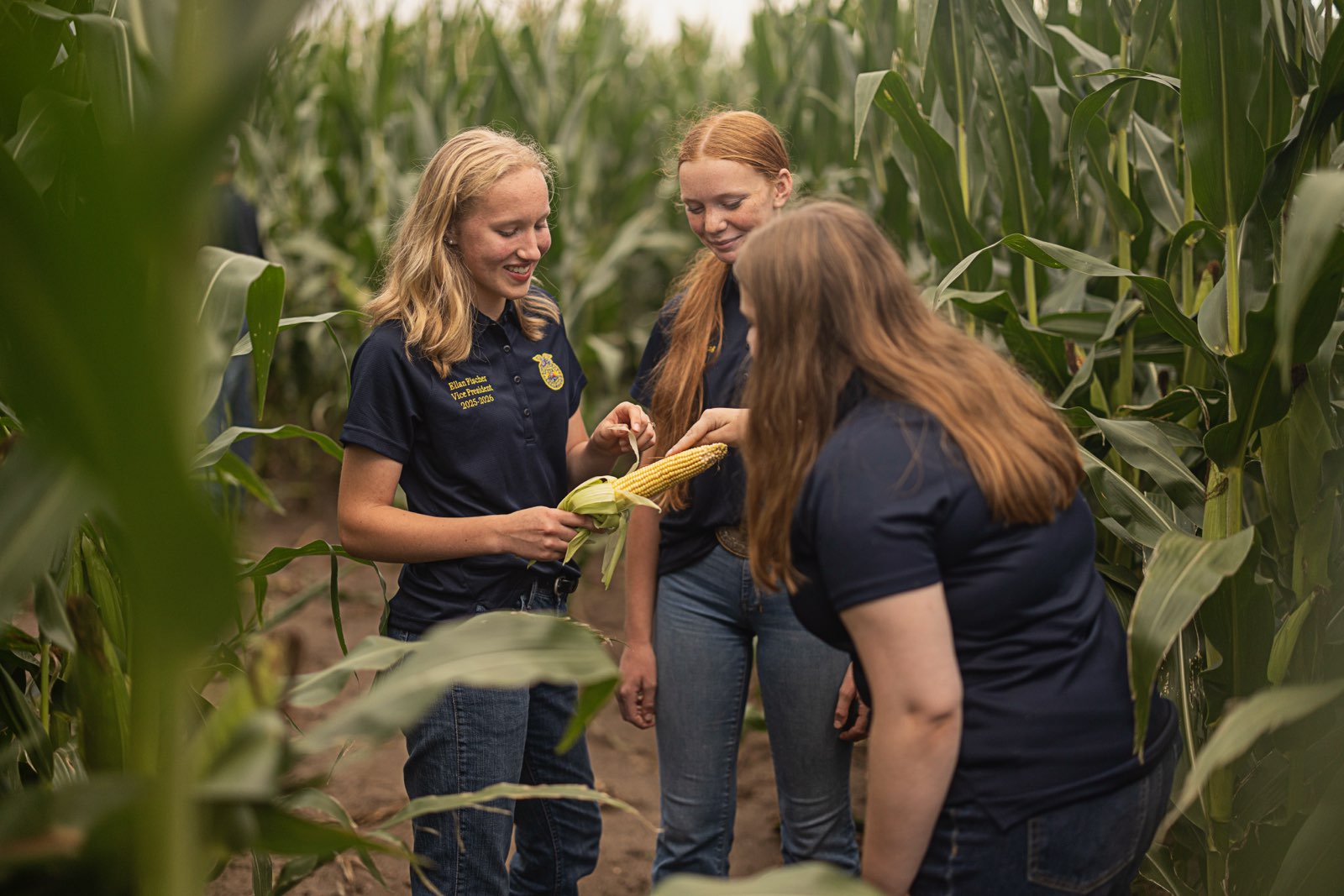bbe ffa students examining corn